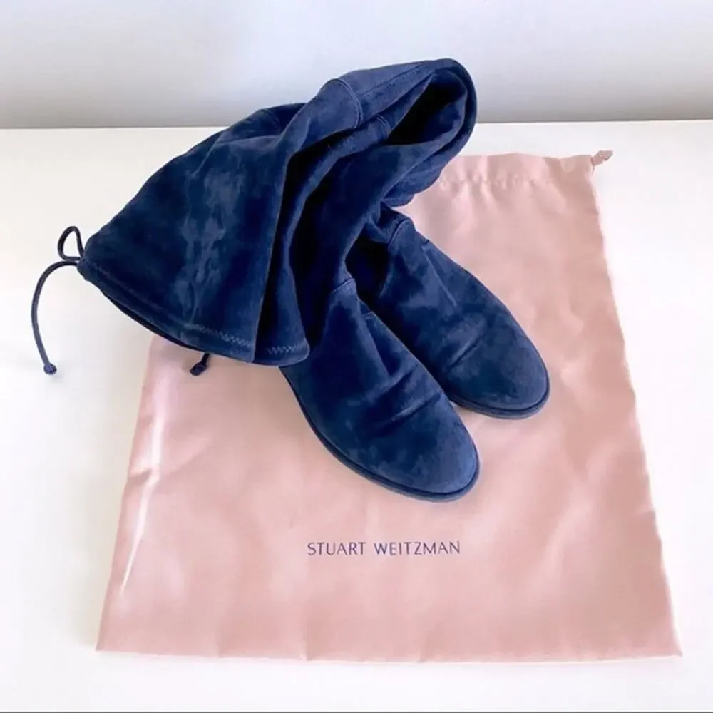 Stuart Weitzman Lowland Over-The-Knee Suede Boots in Navy Size 5